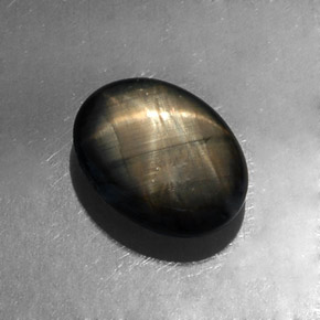 Safira estrela preto natural 4,26ct, corte oval, opaco