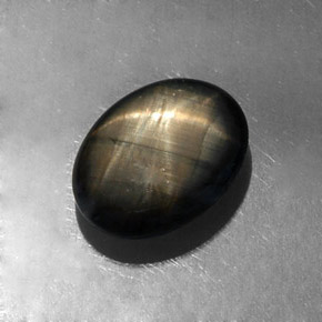 Safira estrela preto natural 4,26ct, corte oval, opaco