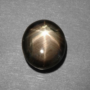 Safira estrela preto natural 5,82ct, corte oval, opaco