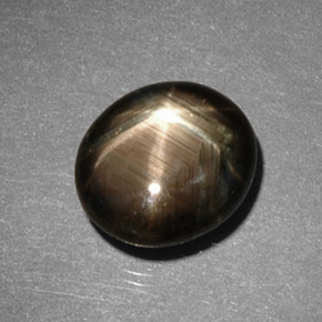 Safira estrela preto natural 5,82ct, corte oval, opaco
