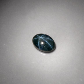 Safira estrela azul natural 2,59ct, corte oval, opaco