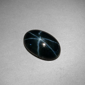 Safira estrela azul natural 3,21ct, corte oval, opaco