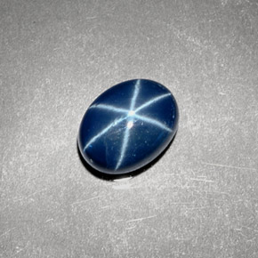 Safira estrela azul natural 2,10ct, corte oval, opaco
