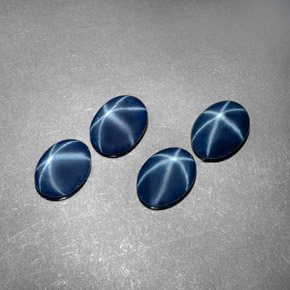 Pedras preciosas de safira estrela azul natural de  ct, corte oval, opaco