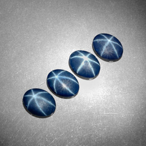 Pedras preciosas de safira estrela azul natural de  ct, corte oval, opaco