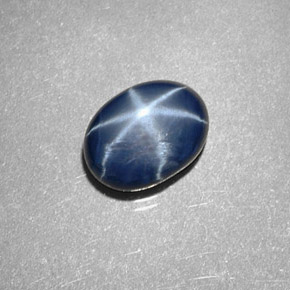 Safira estrela azul natural 2,12ct, corte oval, opaco