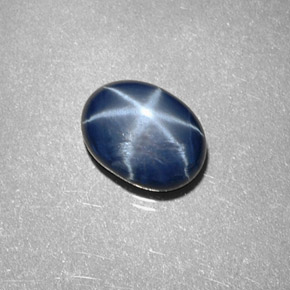 Safira estrela azul natural 2,12ct, corte oval, opaco