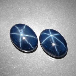 Pedras preciosas de safira estrela azul natural de  ct, corte oval, opaco
