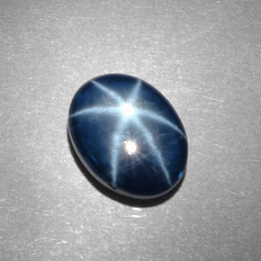 Safira estrela azul natural 5,64ct, corte oval, opaco