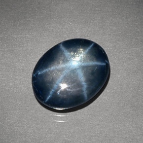 Safira estrela azul natural 4,24ct, corte oval, opaco