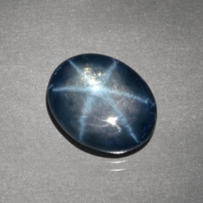 Safira estrela azul natural 4,24ct, corte oval, opaco
