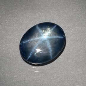 Safira estrela azul natural 4,24ct, corte oval, opaco