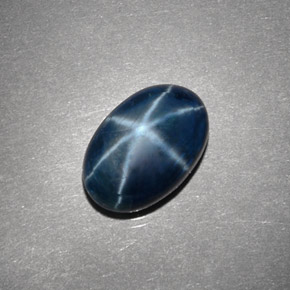 Safira estrela azul natural 4,14ct, corte oval, opaco