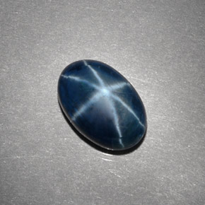 Safira estrela azul natural 4,14ct, corte oval, opaco