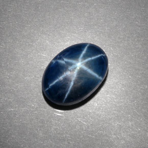 Safira estrela azul natural 5,10ct, corte oval, opaco
