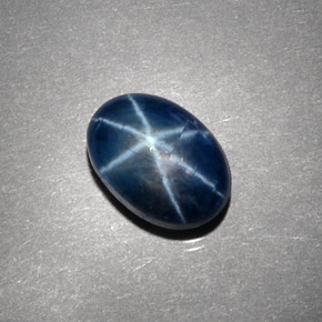 Safira estrela azul natural 5,10ct, corte oval, opaco