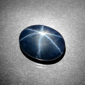 Safira estrela azul natural 5,63ct, corte oval, opaco