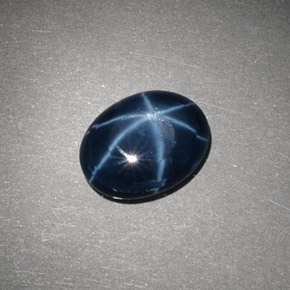 Safira estrela azul natural 2,90ct, corte oval, opaco