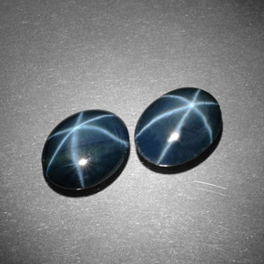 Pedras preciosas de safira estrela azul natural de  ct, corte oval, opaco