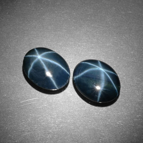 Pedras preciosas de safira estrela azul natural de  ct, corte oval, opaco