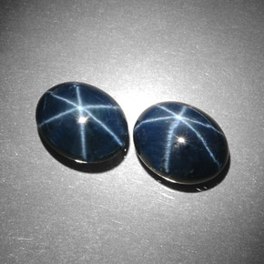 Pedras preciosas de safira estrela azul natural de  ct, corte oval, opaco