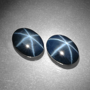 Pedras preciosas de safira estrela azul natural de  ct, corte oval, opaco