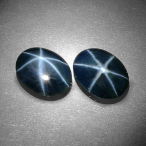 Pedras preciosas de safira estrela azul natural de  ct, corte oval, opaco
