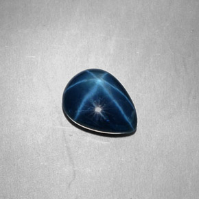Safira Estrela Azul Natural 3.09ct, Formato de pêra, Opaco