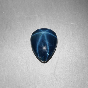 Safira Estrela Azul Natural 3.09ct, Formato de pêra, Opaco