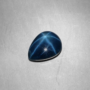 Safira Estrela Azul Natural 3.09ct, Formato de pêra, Opaco