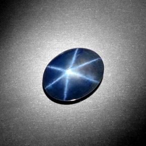 Safira estrela azul natural 5,08ct, corte oval, opaco