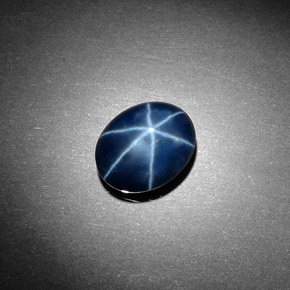 Safira estrela azul natural 4,06ct, corte oval, opaco