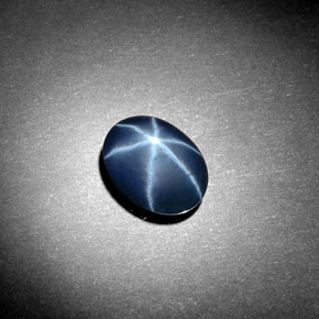 Safira estrela azul natural 2,91ct, corte oval, opaco