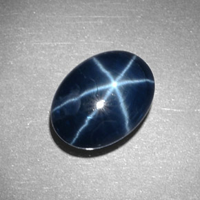 Safira estrela azul natural 3,18ct, corte oval, opaco