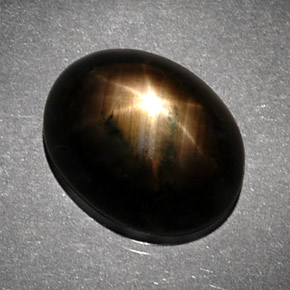 Safira estrela preto natural 9,30ct, corte oval, opaco