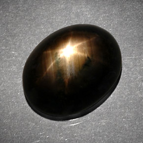 Safira estrela preto natural 9,30ct, corte oval, opaco
