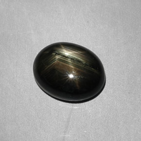 Safira estrela preto natural 6,26ct, corte oval, opaco