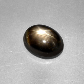 Safira estrela preto natural 2,27ct, corte oval, opaco