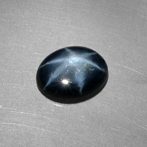 Safira estrela azul natural 1,56ct, corte oval, translúcido