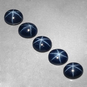 Pedras preciosas de safira estrela azul natural de  ct, corte oval, opaco