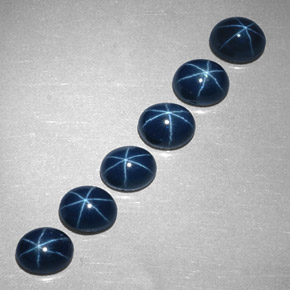 Pedras preciosas de safira estrela azul natural de  ct, corte oval, opaco
