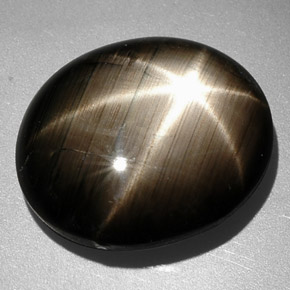 Safira estrela preto natural 9,26ct, corte oval, opaco