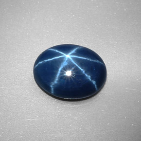 Safira estrela azul natural 2,34ct, corte oval, opaco