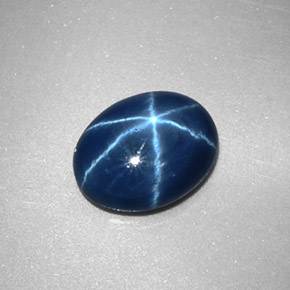 Safira estrela azul natural 2,34ct, corte oval, opaco