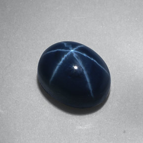 Safira estrela azul natural 2,23ct, corte oval, opaco