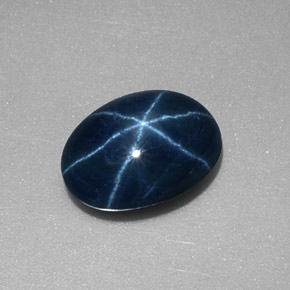 Safira estrela azul natural 1,85ct, corte oval, translúcido