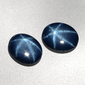 Pedras preciosas de safira estrela azul natural de  ct, corte oval, opaco