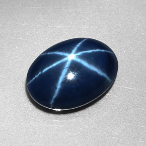 Safira estrela azul natural 2,57ct, corte oval, opaco