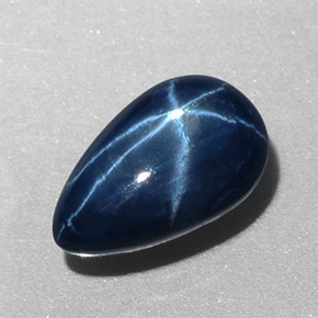Safira Estrela Azul Natural 3.74ct, Formato de pêra, Opaco