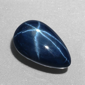 Safira Estrela Azul Natural 3.74ct, Formato de pêra, Opaco
